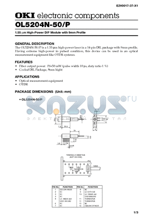 OL5204N-50P datasheet - 1.55 mm High-Power DIP Module with 9mm Profile