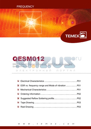 QESM012 datasheet - SMD 7.0x5.0 Crystal - Ceramic SMD 2 pads packaged