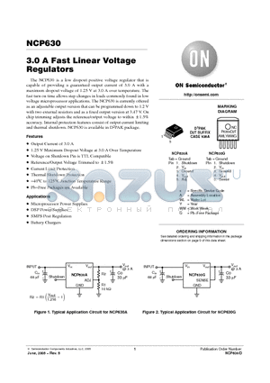 NCP630AD2T datasheet - 3.0 A Fast Linear Voltage Regulators