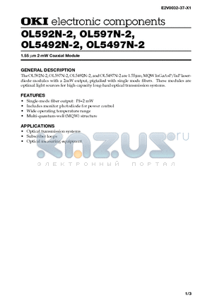 OL5497N-2 datasheet - 1.55 lm 2 mW Coaxial Module