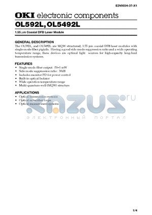 OL592L datasheet - 1.55 lm Coaxial DFB Laser Module