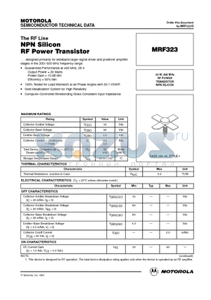 MRF323 datasheet - RF POWER TRANSISTOR NPN SILICON