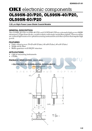 OL595N-40 datasheet - 1.55 lm High-Power Laser-Diode Coaxial Module