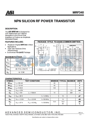 MRF340_07 datasheet - NPN SILICON RF POWER TRANSISTOR