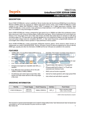 HYMD116725BL8J-J datasheet - Unbuffered DDR SDRAM DIMM