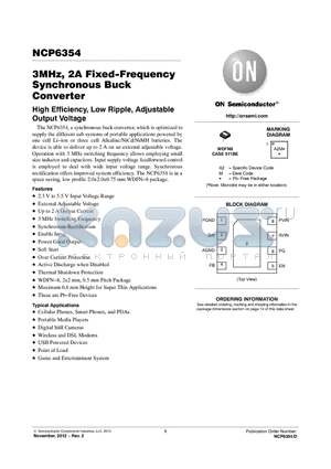 NCP6354_12 datasheet - 3MHz, 2A Fixed-Frequency Synchronous Buck Converter