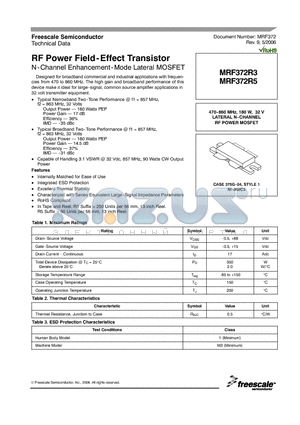 MRF372R3 datasheet - RF Power Field-Effect Transistor