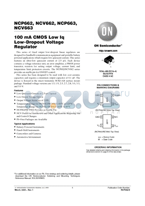 NCP662SQ15T1G datasheet - 100 mA CMOS Low Iq Low-Dropout Voltage Regulator