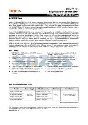 HYMD116G725BL8-K datasheet - Registered DDR SDRAM DIMM