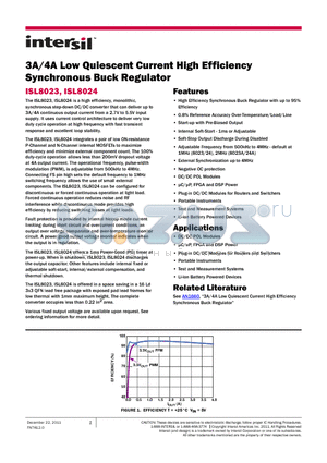 ISL8023AIRTAJZ datasheet - 3A/4A Low Quiescent Current High Efficiency Synchronous Buck Regulator