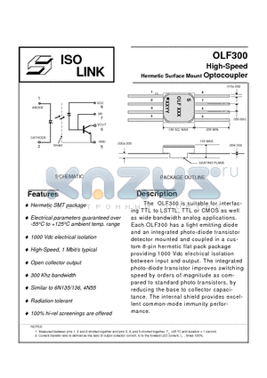 OLF300 datasheet - High-Speed Hermetic Surface Mount Optocoupler