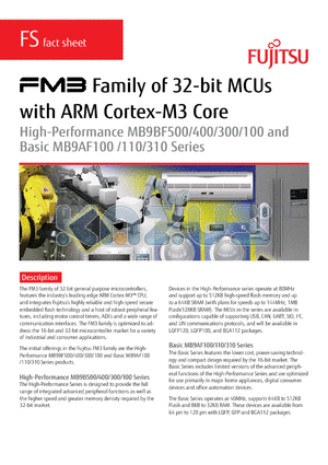 MB9AF110 datasheet - 32-bit MCUs with ARM Cortex-M3 Core