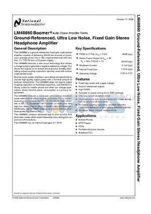 LM48860 datasheet - Ground-Referenced, Ultra Low Noise, Fixed Gain Stereo Headphone Amplifier