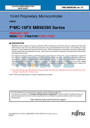 MB96F387YSBPMC-GSE2 datasheet - 16-bit Proprietary Microcontroller