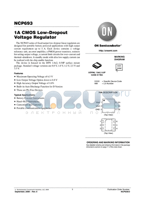 NCP693 datasheet - 1A CMOS Low-Dropout Voltage Regulator