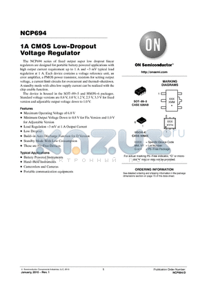 NCP694D12HT1G datasheet - 1A CMOS Low-Dropout Voltage Regulator