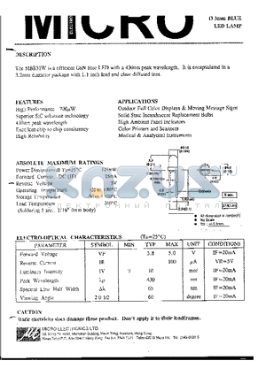 MBB31W datasheet - 3mm BLUE LED LAMP