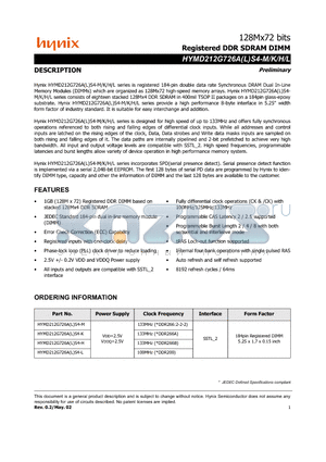 HYMD212G726ALS4-L datasheet - Registered DDR SDRAM DIMM