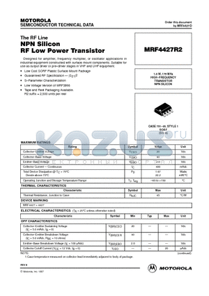 MRF4427 datasheet - HIGH-FREQUENCY TRANSISTOR NPN SILICON