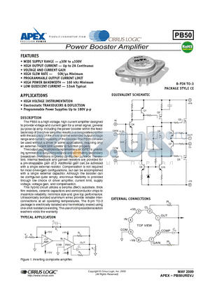 PB50 datasheet - Power Booster Amplifier
