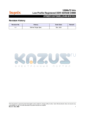 HYMD212G726BLS4M-K datasheet - Low Profile Registered DDR SDRAM DIMM