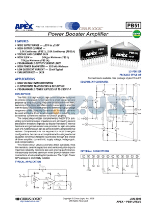 PB51 datasheet - Power Booster Amplifier