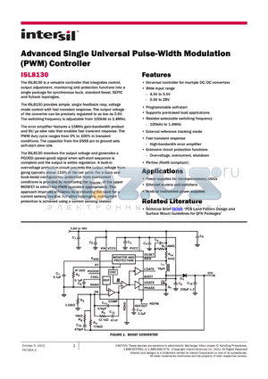 ISL8130IRZ datasheet - Advanced Single Universal Pulse-Width Modulation (PWM) Controller