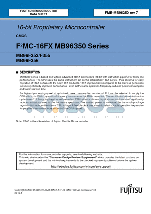 MB96F356AWBPMC-GSE2 datasheet - 16-bit Proprietary Microcontroller