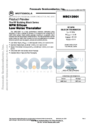 MBC13901 datasheet - NPN Silicon Low Noise Transistor