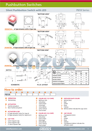 PB59MTAABCCJ datasheet - Silent Pushbutton Switch with LED