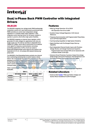 ISL8126CRZ datasheet - Dual/n-Phase Buck PWM Controller with Integrated Drivers