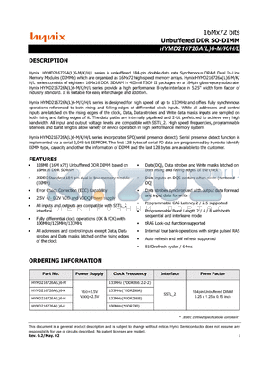 HYMD216726AL6-H datasheet - Unbuffered DDR SO-DIMM