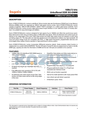 HYMD216726A6J-J datasheet - Unbuffered DDR SO-DIMM