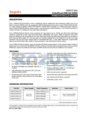 HYMD216726C6-L datasheet - Unbuffered DDR SO-DIMM