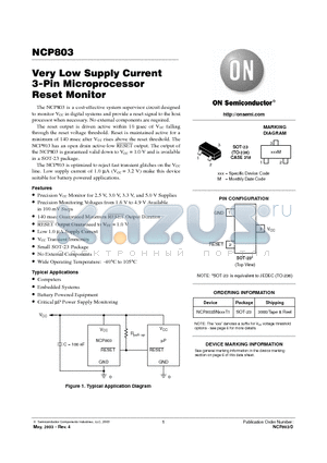 NCP803SN308T1 datasheet - Very Low Supply Current 3-Pin Microprocessor  Reset Monitor