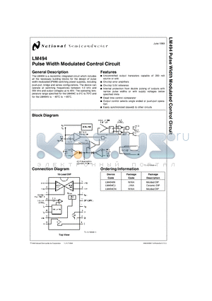 LM494CN datasheet - Pulse Width Modulated Control Circuit