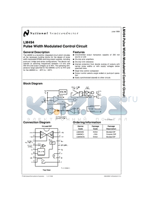 LM494IN datasheet - Pulse Width Modulated Control Circuit