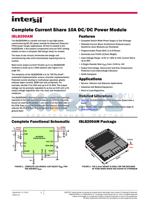 ISL8200AMIRZ datasheet - Complete Current Share 10A DC/DC Power Module