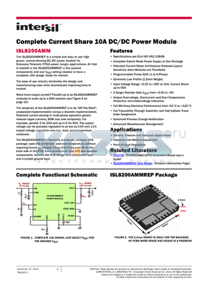 ISL8200AMM datasheet - Complete Current Share 10A DC/DC Power Module