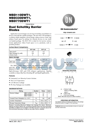 MBD770DWT1G datasheet - Dual Schottky Barrier Diodes