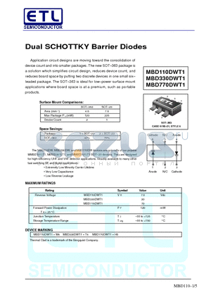 MBD770DWT1 datasheet - Dual SCHOTTKY Barrier Diodes