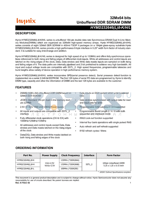 HYMD232646L8-H datasheet - Unbuffered DDR SDRAM DIMM