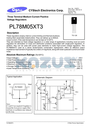PL78M05AT3 datasheet - Three Terminal Medium Current Positive Voltage Regulators