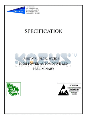 PL762-WCB26 datasheet - HIGH POWER AUTOMOTIVE LED