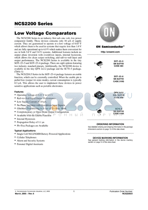 NCS2200 datasheet - Low Voltage Comparators