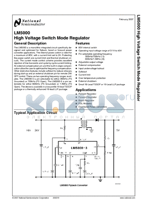 LM5000-3MTCX datasheet - High Voltage Switch Mode Regulator
