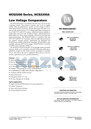 NCS2200 datasheet - Low Voltage Comparators