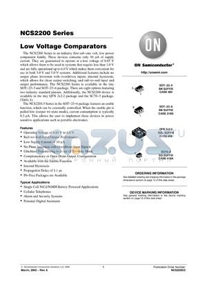 NCS2200SN1T1 datasheet - Low Voltage Comparators