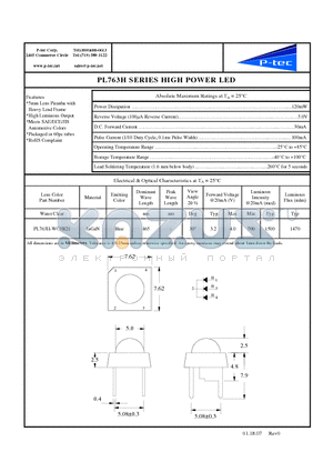 PL763H-WC3B21 datasheet - HIGH POWER LED