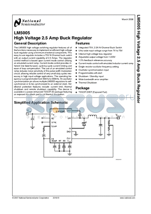 LM5005 datasheet - High Voltage 2.5 Amp Buck Regulator